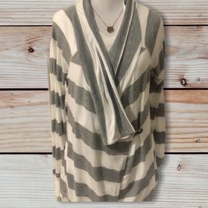 Madigan/Anthropologie striped draped cardigan-M